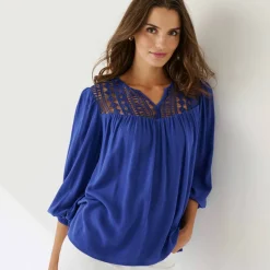 Blouse macramé manches 3/4