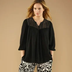 Blouse macramé manches 3/4