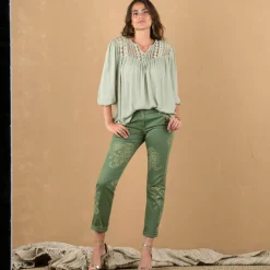Blouse macramé manches 3/4