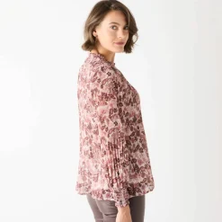 Blouse plissée imprimé fleuri, voile
