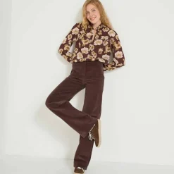 Blouse volantée imprimée floral, crépon