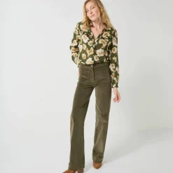 Blouse volantée imprimée floral, crépon