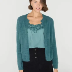 Boléro maille poilue manches longues