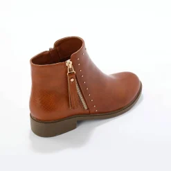 Boots bi-matière, zippées et cloutées