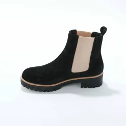 Boots chelsea croûte de cuir, semelle crantée épaisse