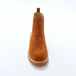 Boots chelsea croûte de cuir, semelle crantée épaisse
