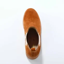 Boots chelsea croûte de cuir, semelle crantée épaisse