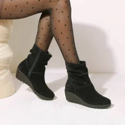 Boots compensées en cuir