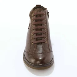 Boots détente lacées et zippées en cuir