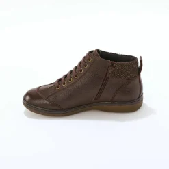 Boots détente lacées et zippées en cuir