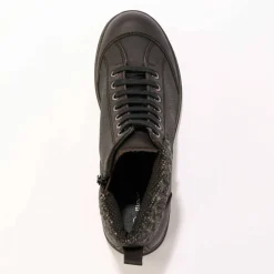 Boots détente lacées et zippées en cuir