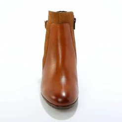 Boots en cuir bi-matière élastiquées à boucle et à talon