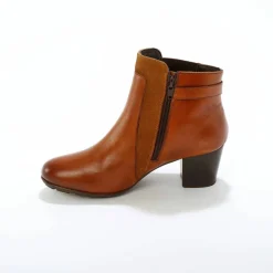 Boots en cuir bi-matière élastiquées à boucle et à talon
