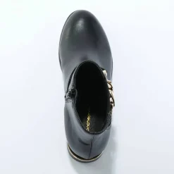 Boots élastiquée zippée, chaîne dorée