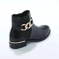 Boots élastiquée zippée, chaîne dorée