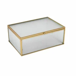 Boîte de rangement en verre et métal