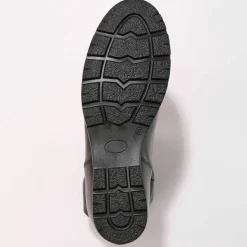 Bottes plissées mi-hautes en cuir avec semelle compensée invisible - noir