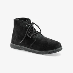Bottines à lacet en croûte de cuir