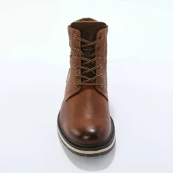 Bottines montantes à lacets cuir et velours