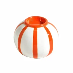 Bougeoir rond rayures orange