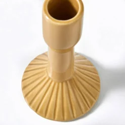 Bougeoir strié céramique jaune