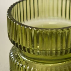 Bougeoir strié en verre