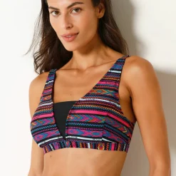 Brassière de bain post opératoire sans armatures imprimé ligne Brésilien