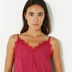 Caraco dentelle bretelles réglables, crêpe