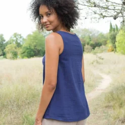 Caraco en double gaze de coton, boutonnage fantaisie