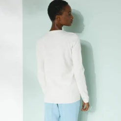 Cardigan boutonné col rond uni, toucher doux