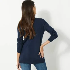 Cardigan boutonné col rond uni, toucher doux