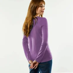 Cardigan boutonné col rond uni, toucher doux