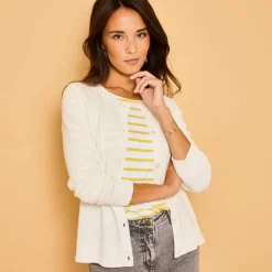 Cardigan boutonné, coton mélangé