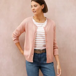 Cardigan boutonné, coton mélangé