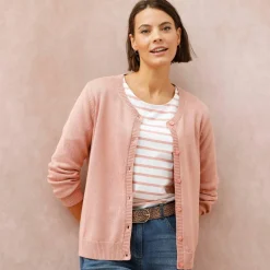 Cardigan boutonné, coton mélangé