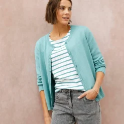 Cardigan boutonné, coton mélangé