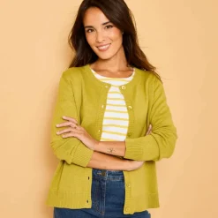 Cardigan boutonné, coton mélangé