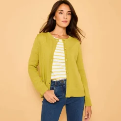 Cardigan boutonné, coton mélangé