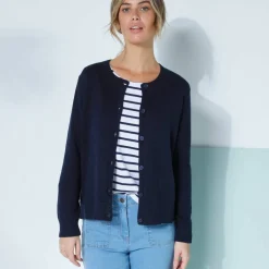 Cardigan boutonné, coton mélangé