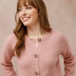 Cardigan boutonné maille anglaise manches longues