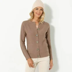 Cardigan boutonné maille fantaisie