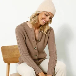 Cardigan boutonné maille fantaisie