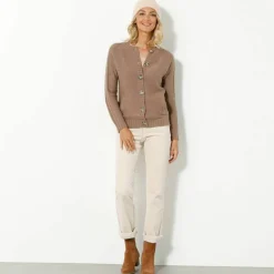 Cardigan boutonné maille fantaisie