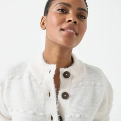Cardigan boutonné maille poilue fantaisie