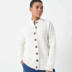 Cardigan boutonné maille poilue fantaisie