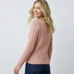 Cardigan boutonné, maille torsadée