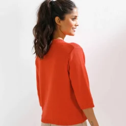 Cardigan boutonné à poches, manches coude