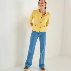 Cardigan boutonné à poches, manches coude