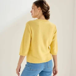 Cardigan boutonné à poches, manches coude
