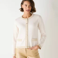 Cardigan boutons dorés, détails brillants